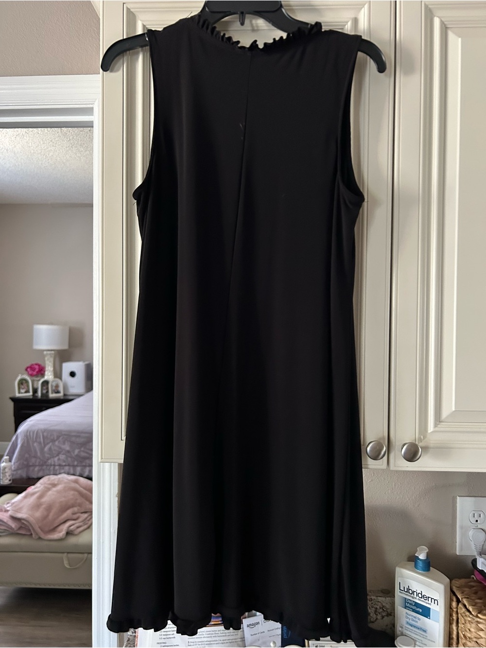 Michael Kors Navy V-Neck Sleeveless Dress with Ruffle Detail - Picture 2 of 6